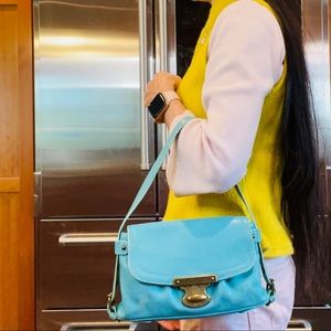 Marc Jacobs Mini Leather Satchel Turquoise color